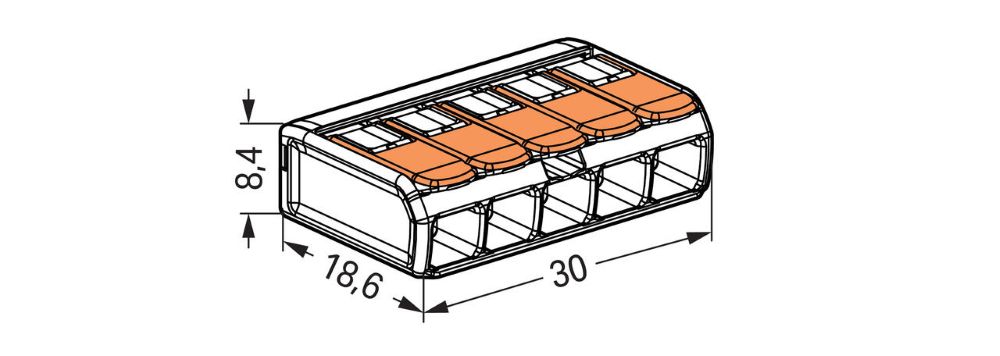 221-415 WAGO 221-415 spojnica za sve vrste vodiča, 5-polna, do 4 mm2